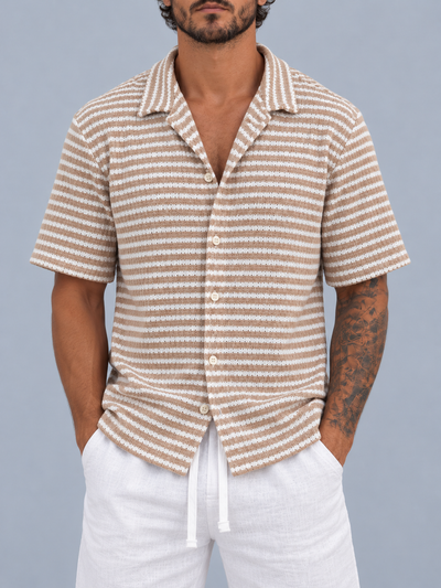 Camisa Tejida Rayado beige