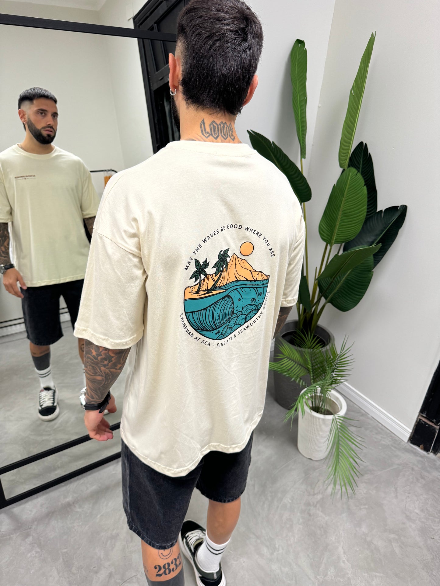 Remera Waves Beige