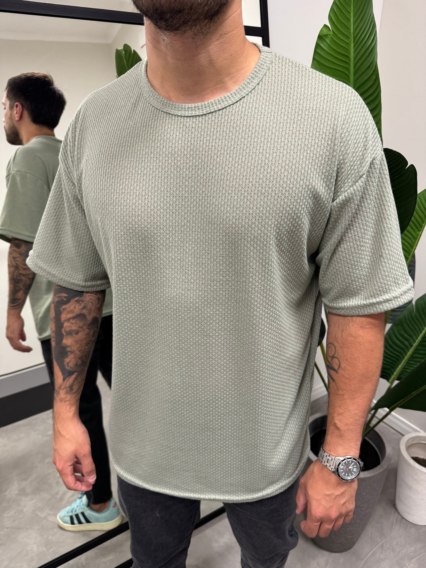 Remera Over Punto Verde Claro
