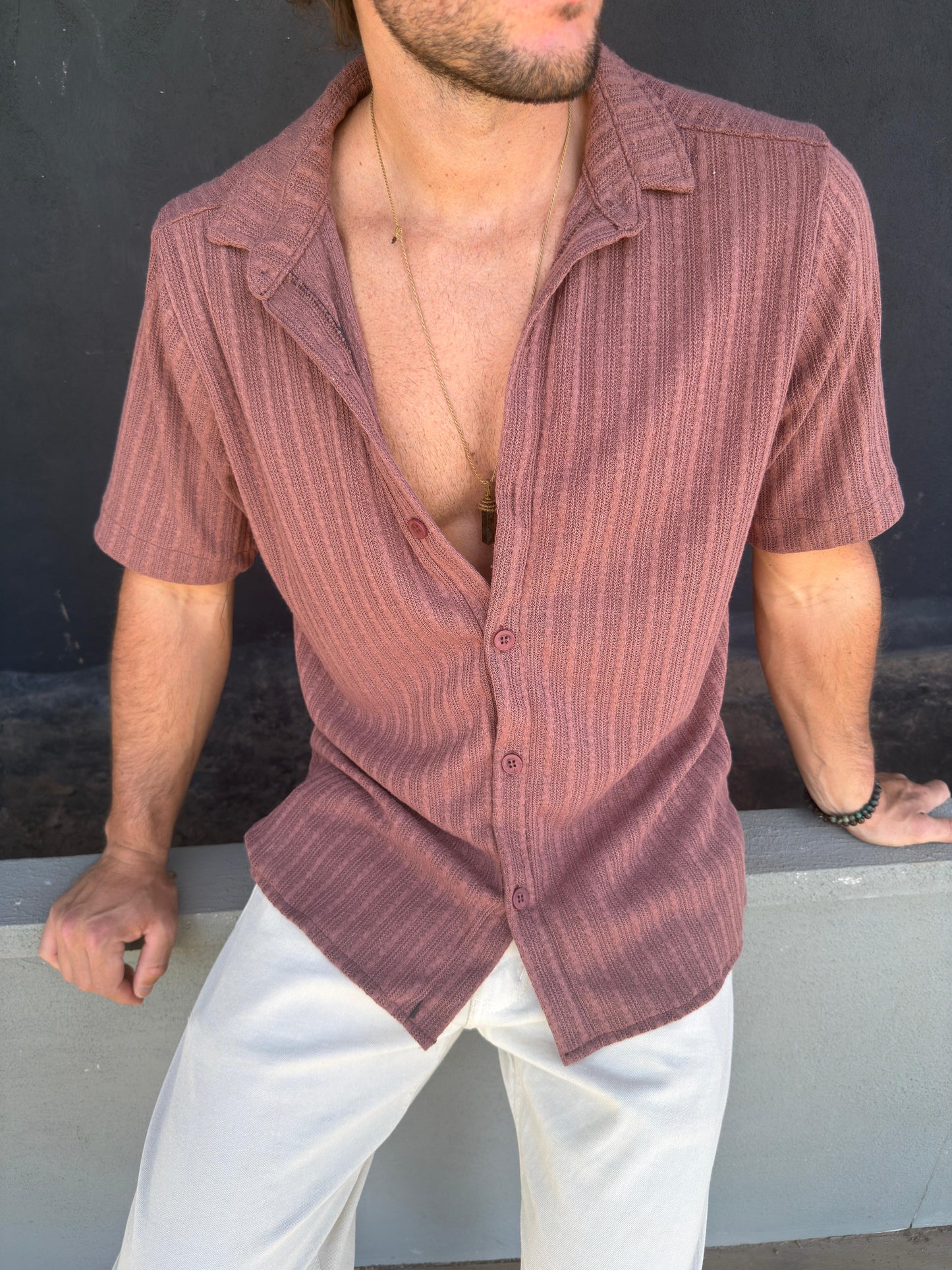 Camisa Tejida Trenza Marrón