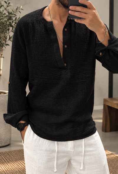 Camisa Muselina Slim Black