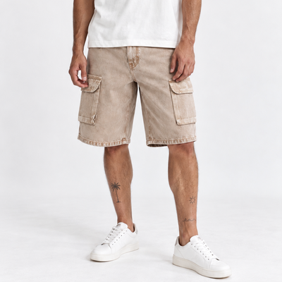 Bermuda BAGGY Cargo Pigmentada Beige