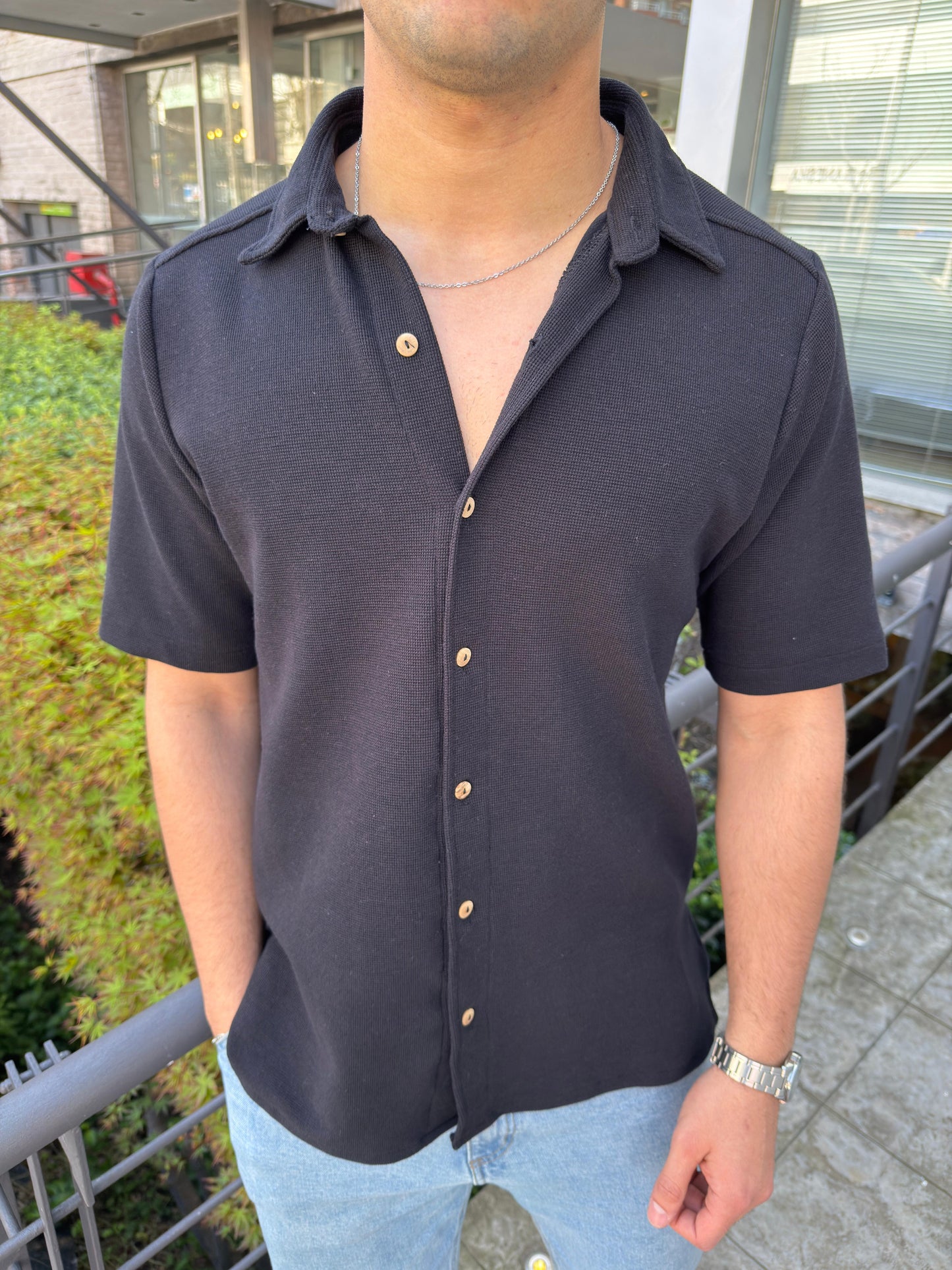 Camisa Waffle Black