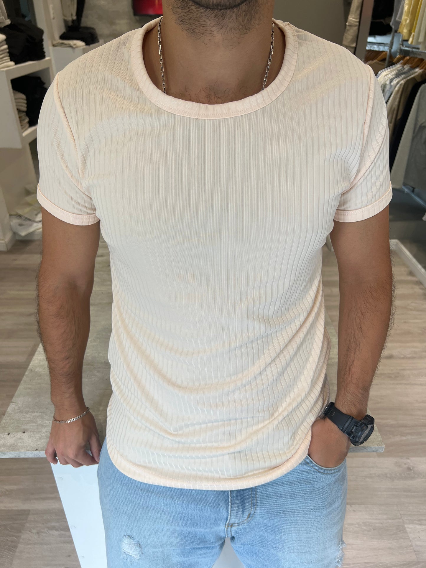 Remera Slim Fit Beige