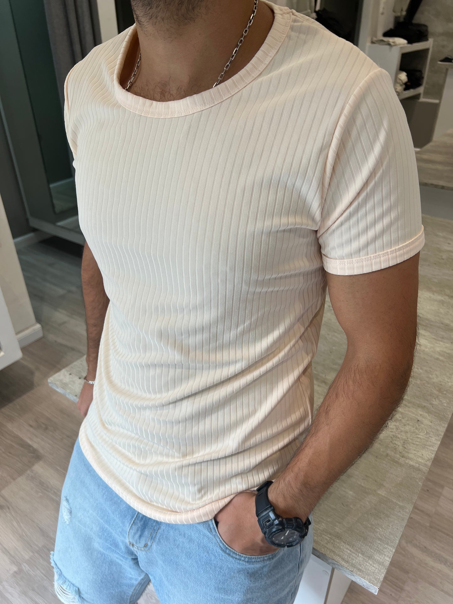 Remera Slim Fit Beige