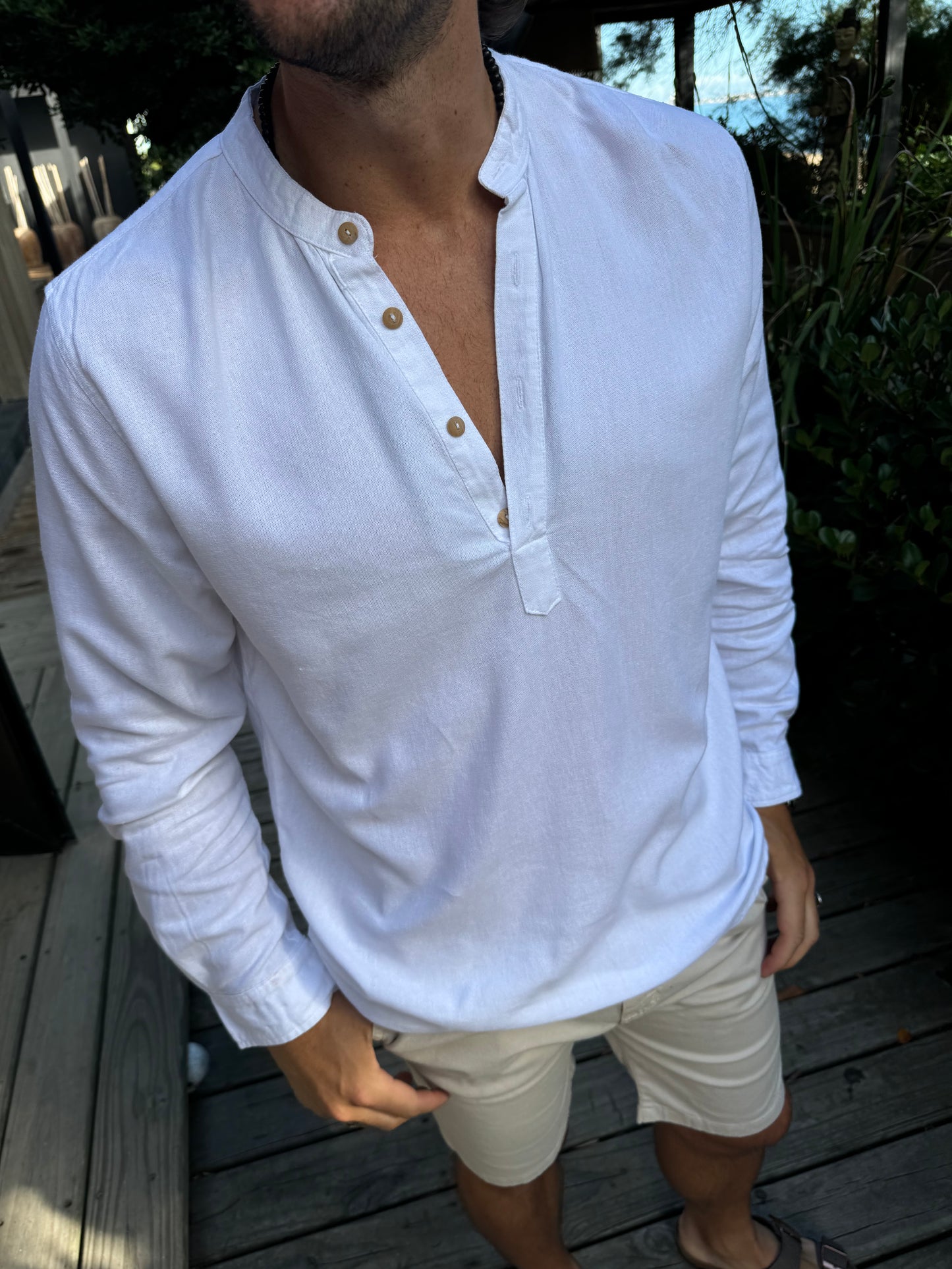 Camisola Mao Lino Blanca