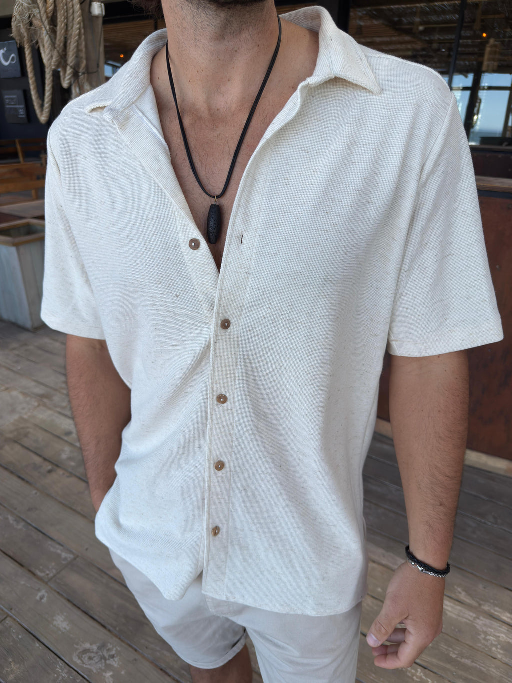 Camisa Waffle Offwhite