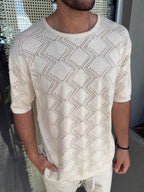 Buzo Tejido Rombos Beige