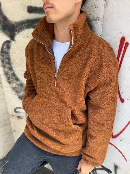 Buzo Over Corderito Marrón