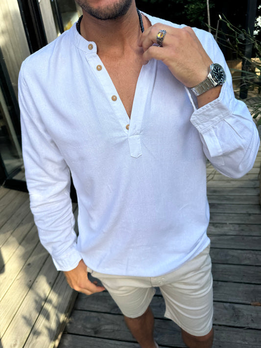 Camisola Mao Lino Blanca