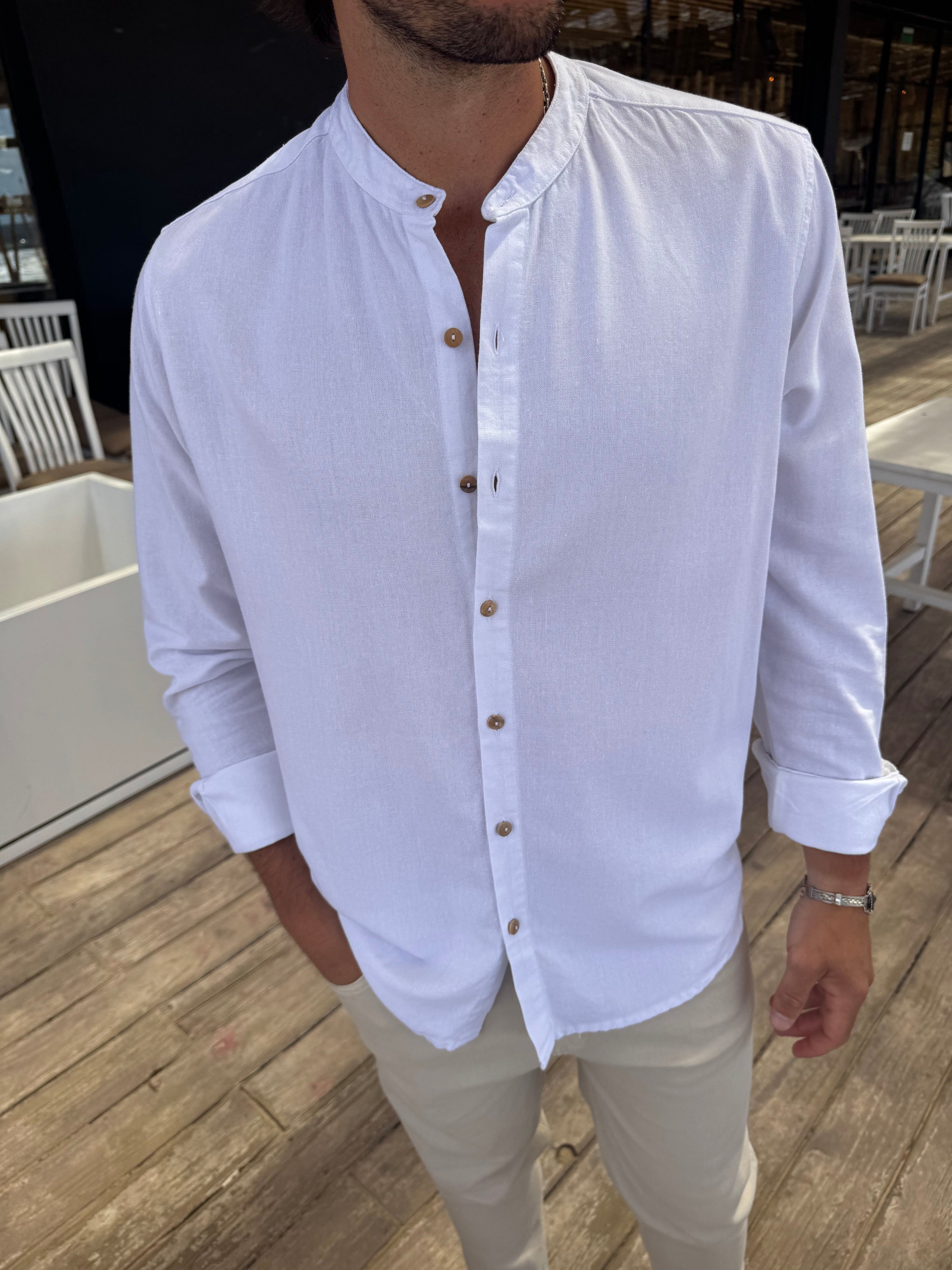 Camisa Mao Lino Blanco