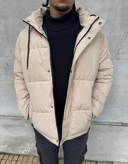 Campera Puffer Impermeable Beige