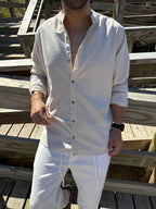 Camisa Lino Mao Beige