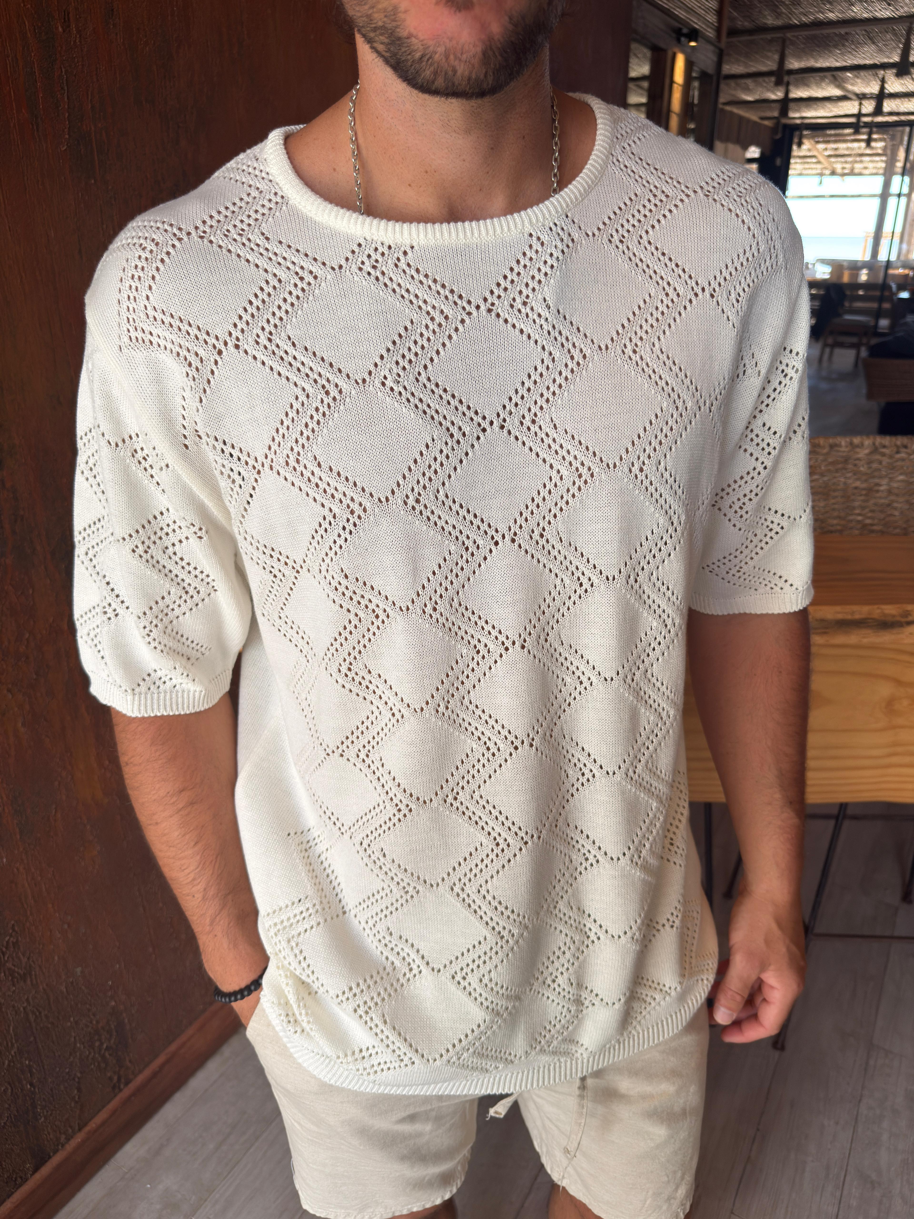 Buzo Tejido Rombos Beige