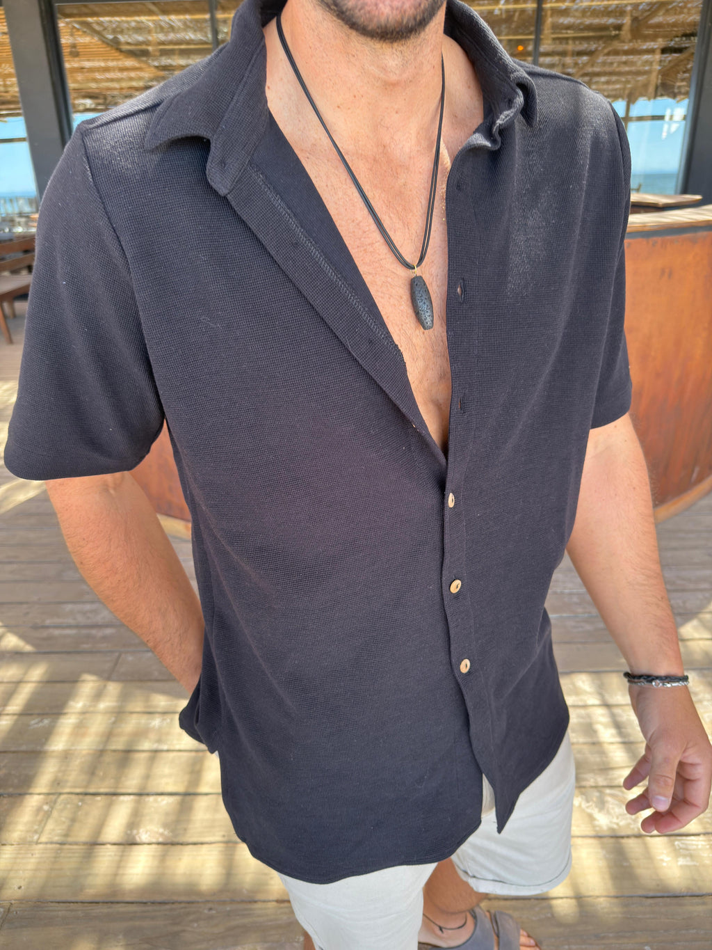 Camisa Waffle Black