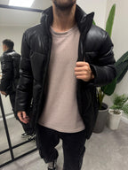 Campera Puffer Cuerina Black