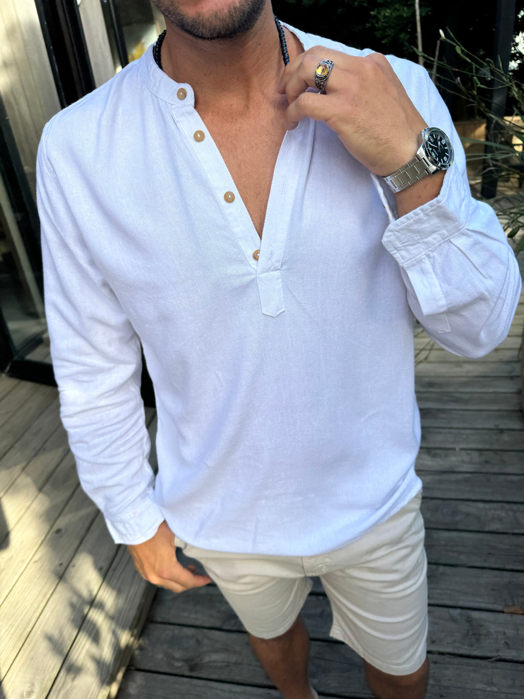 Camisola Mao Lino Blanca