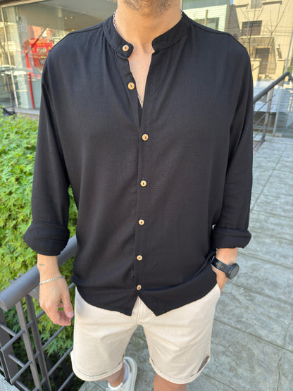 Camisa Mao Lino Black
