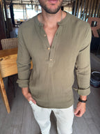 Camisa Muselina Slim Verde Safari