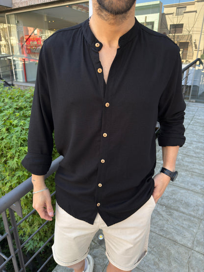 Camisa Mao Lino Black