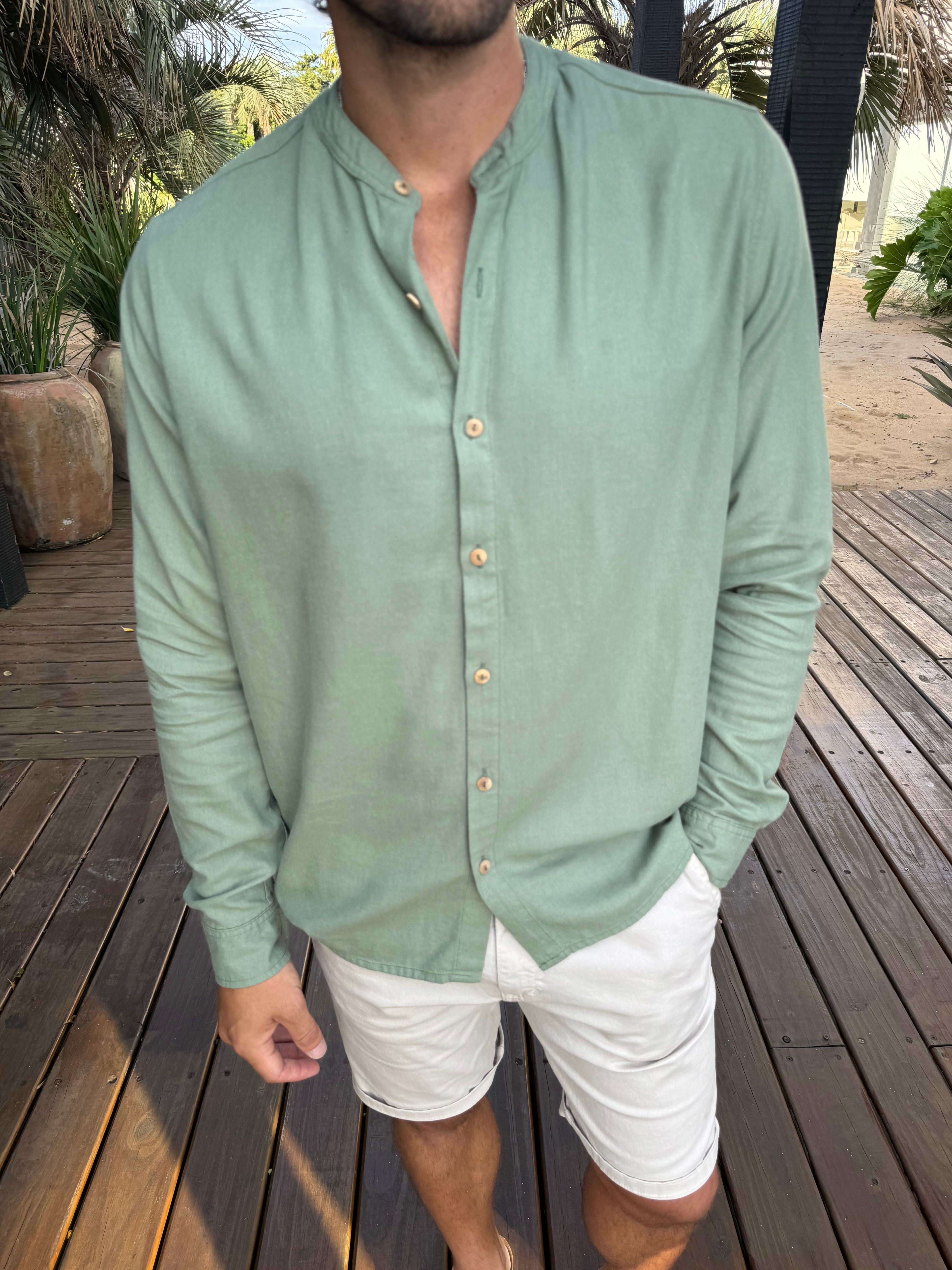 Camisa Lino Mao Verde Claro