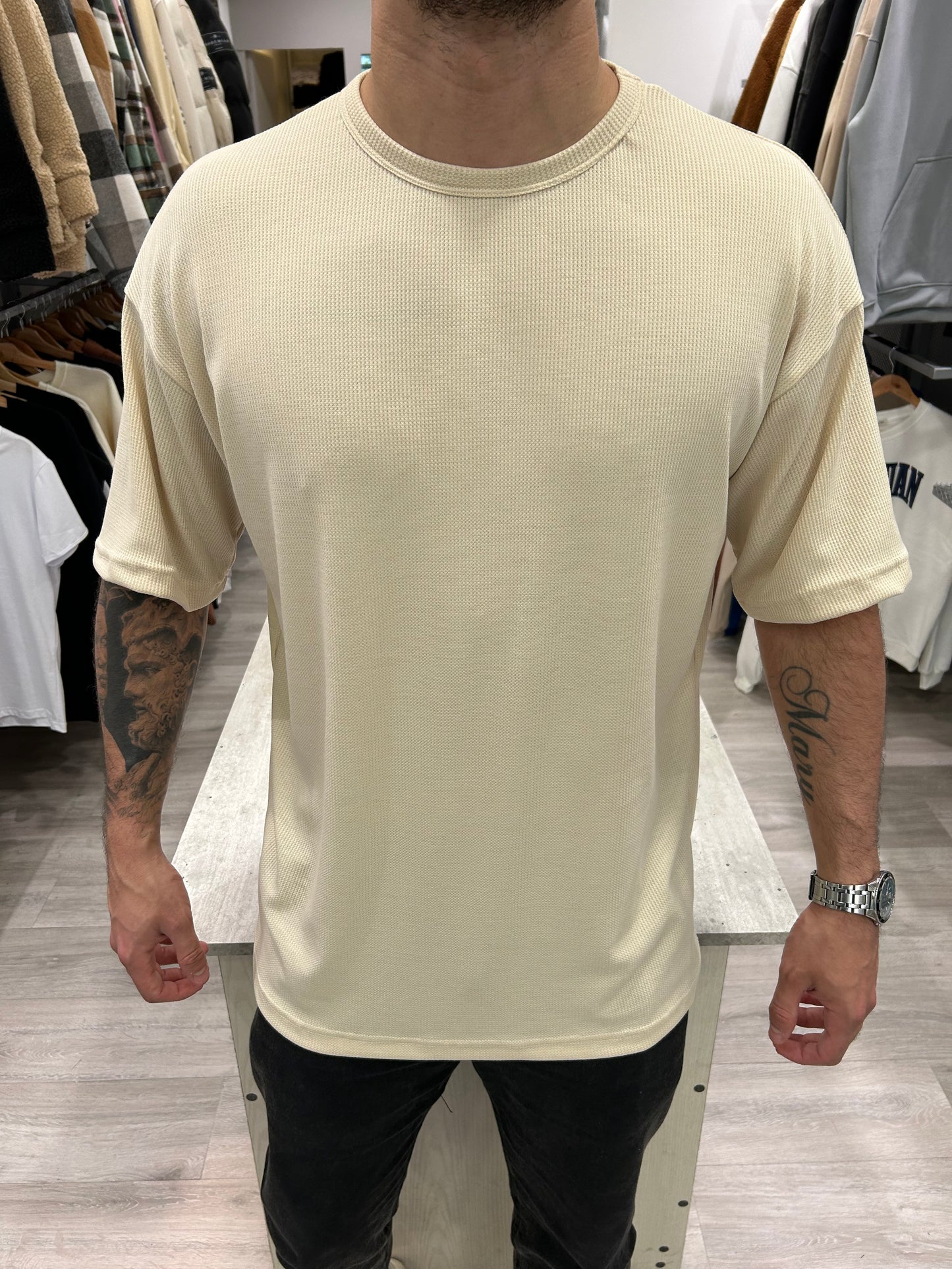 Remera Over Waffle beige