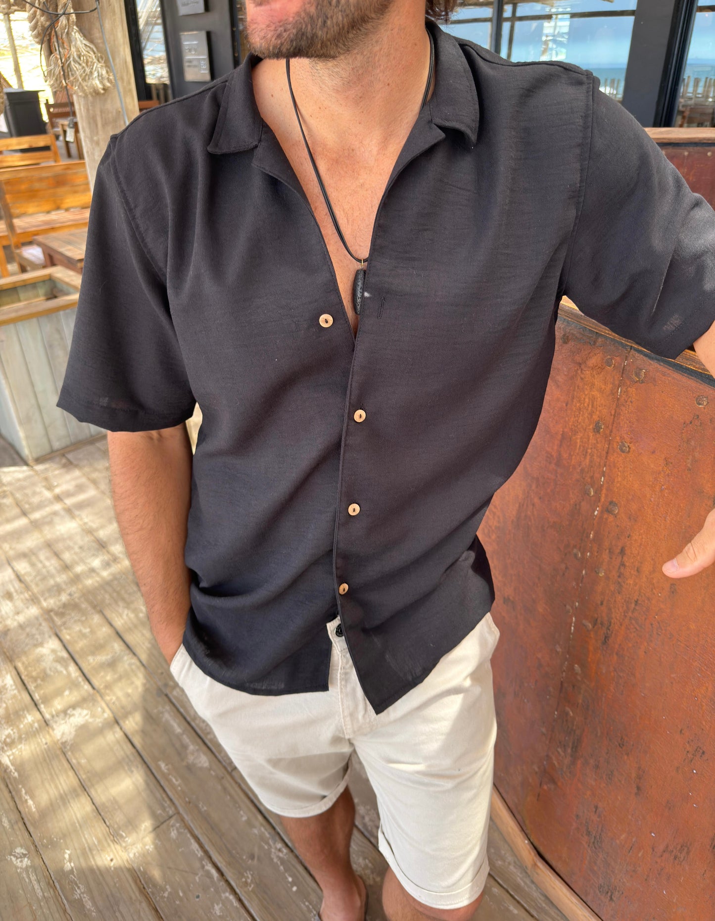 Camisa Fibrana M/corta Black