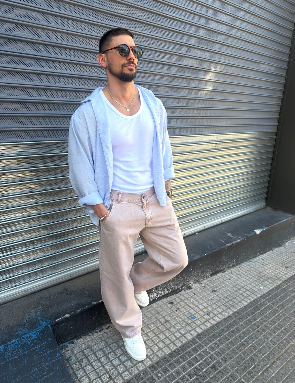 Camisa Fibrana Celeste Pastel