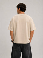 Remera Boxy Beige Algodón Pesado