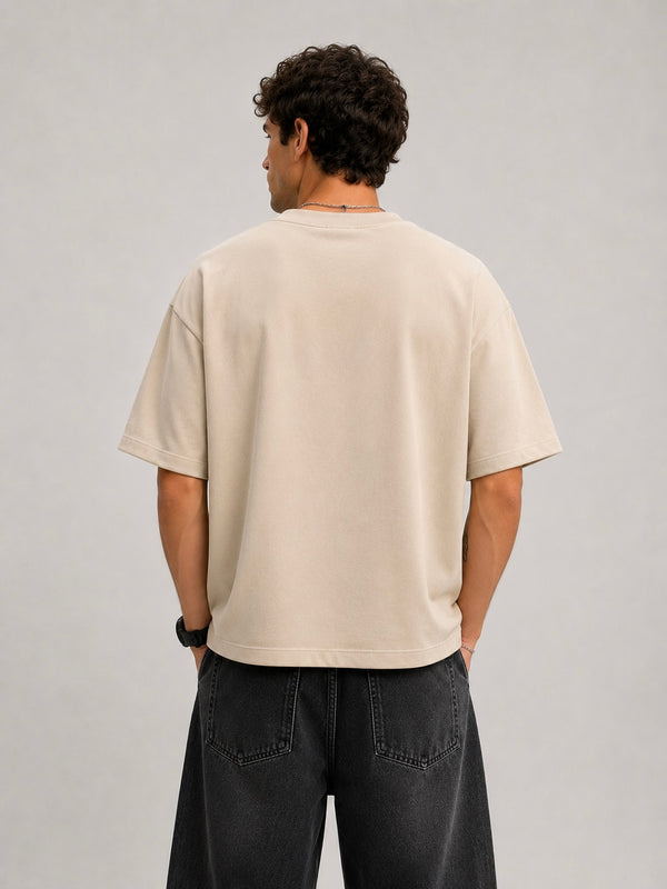Remera Boxy Beige Algodón Pesado