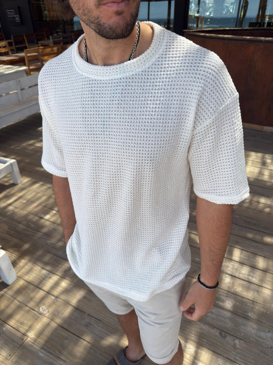Remera Súper Over Tejida Blanca