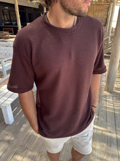 Remera Súper Over Tejida Marrón