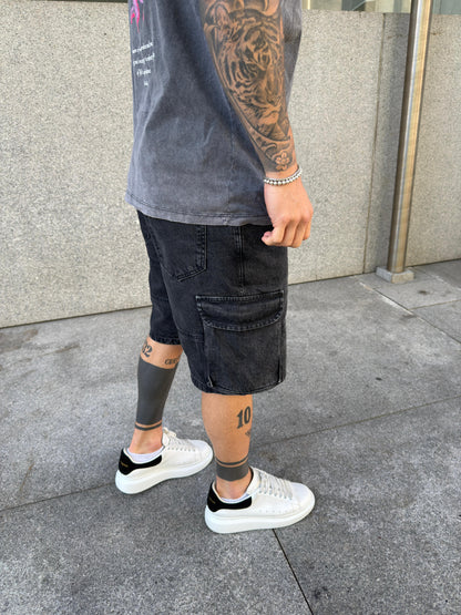 PREVENTA⚡️Bermuda BAGGY Cargo Black Gastado