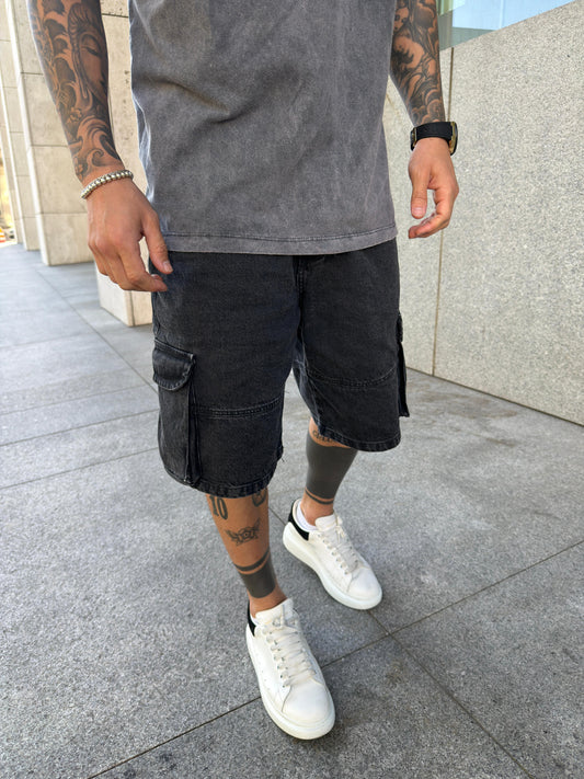 PREVENTA⚡️Bermuda BAGGY Cargo Black Gastado