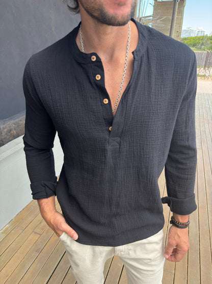 Camisa Muselina Slim Black