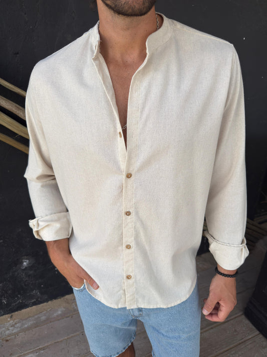 Camisa Lino Mao Beige