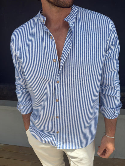 Camisa Lino Raya Azul