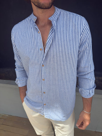 Camisa Lino Raya Azul