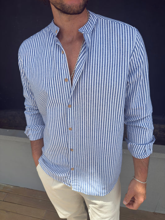 Camisa Lino Raya Azul