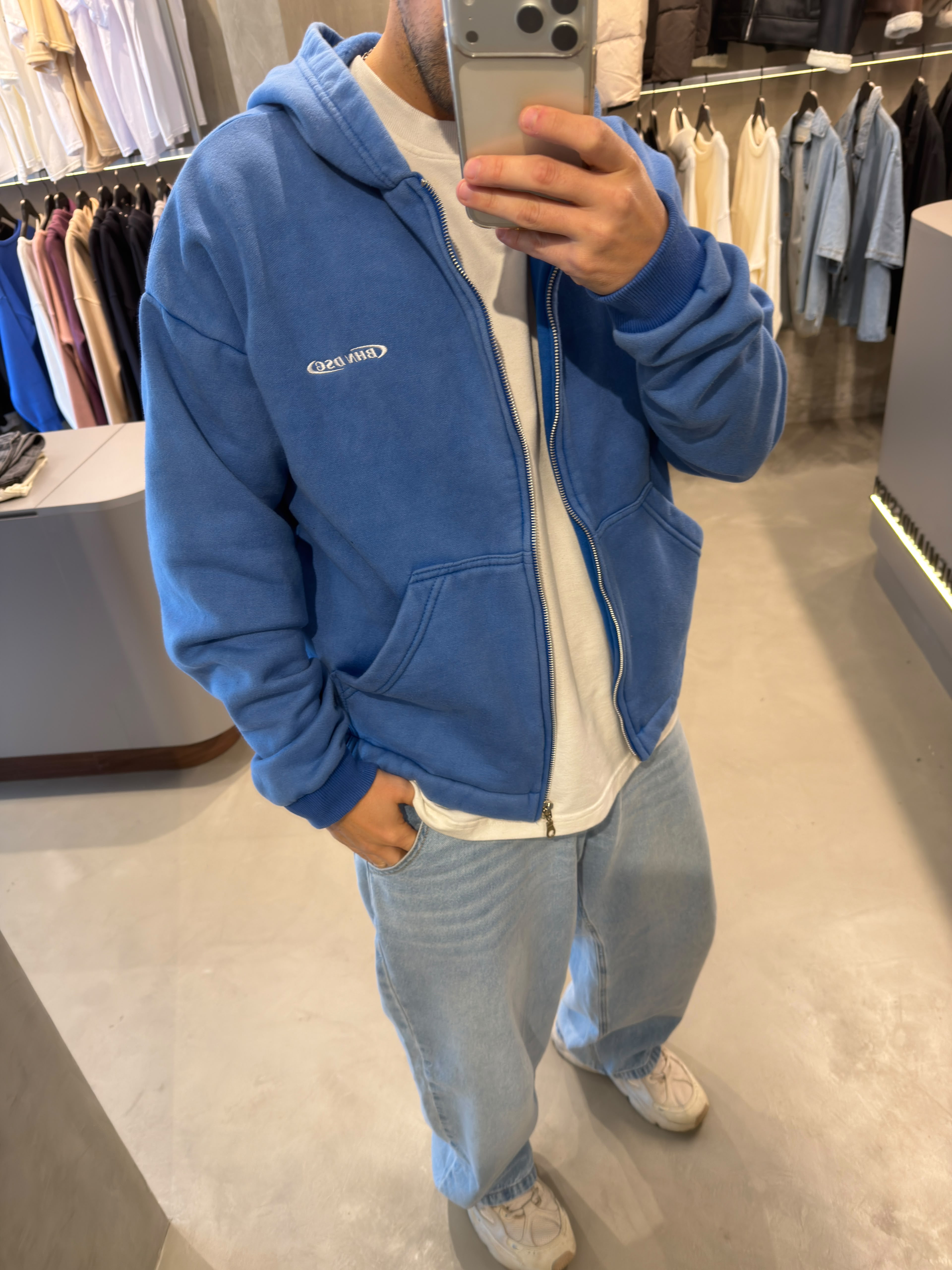 Campera Boxy Lavado Azul