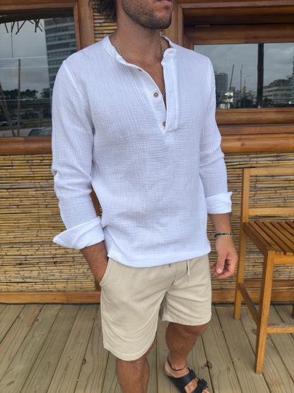 Camisa Muselina Slim Blanca