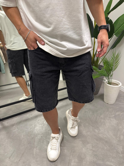 Bermuda Baggy Cargo Black Gastada