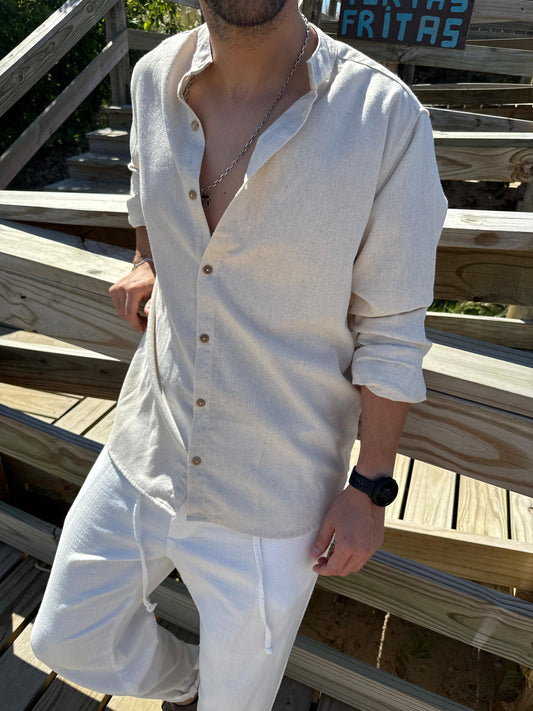 Camisa Lino Mao Beige