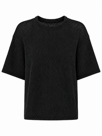 Remera Súper Over Tejida Negra