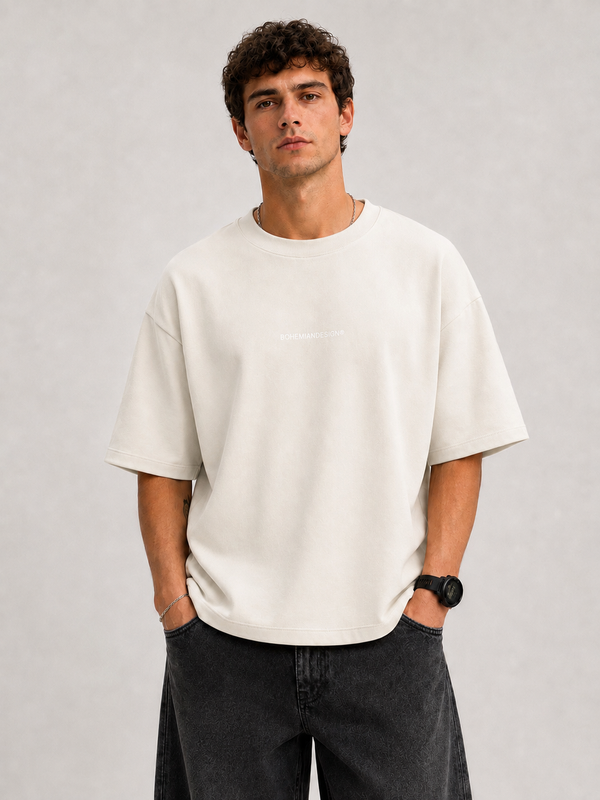 Remera Boxy Off White Algodón Pesado