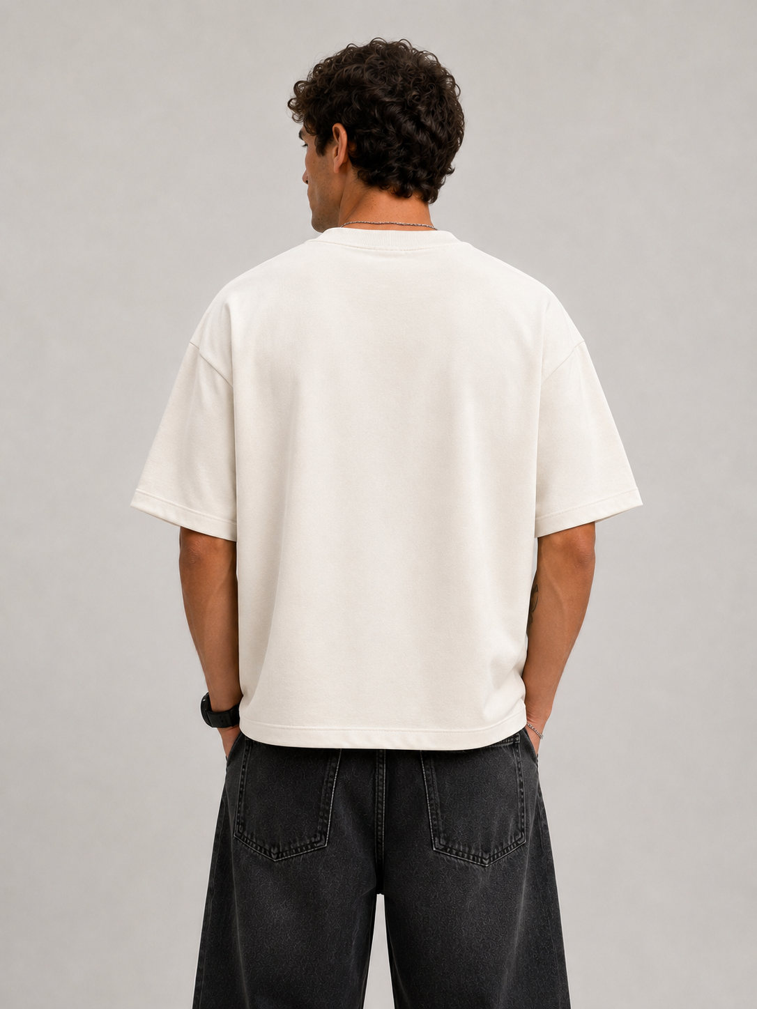 Remera Boxy Off White Algodón Pesado
