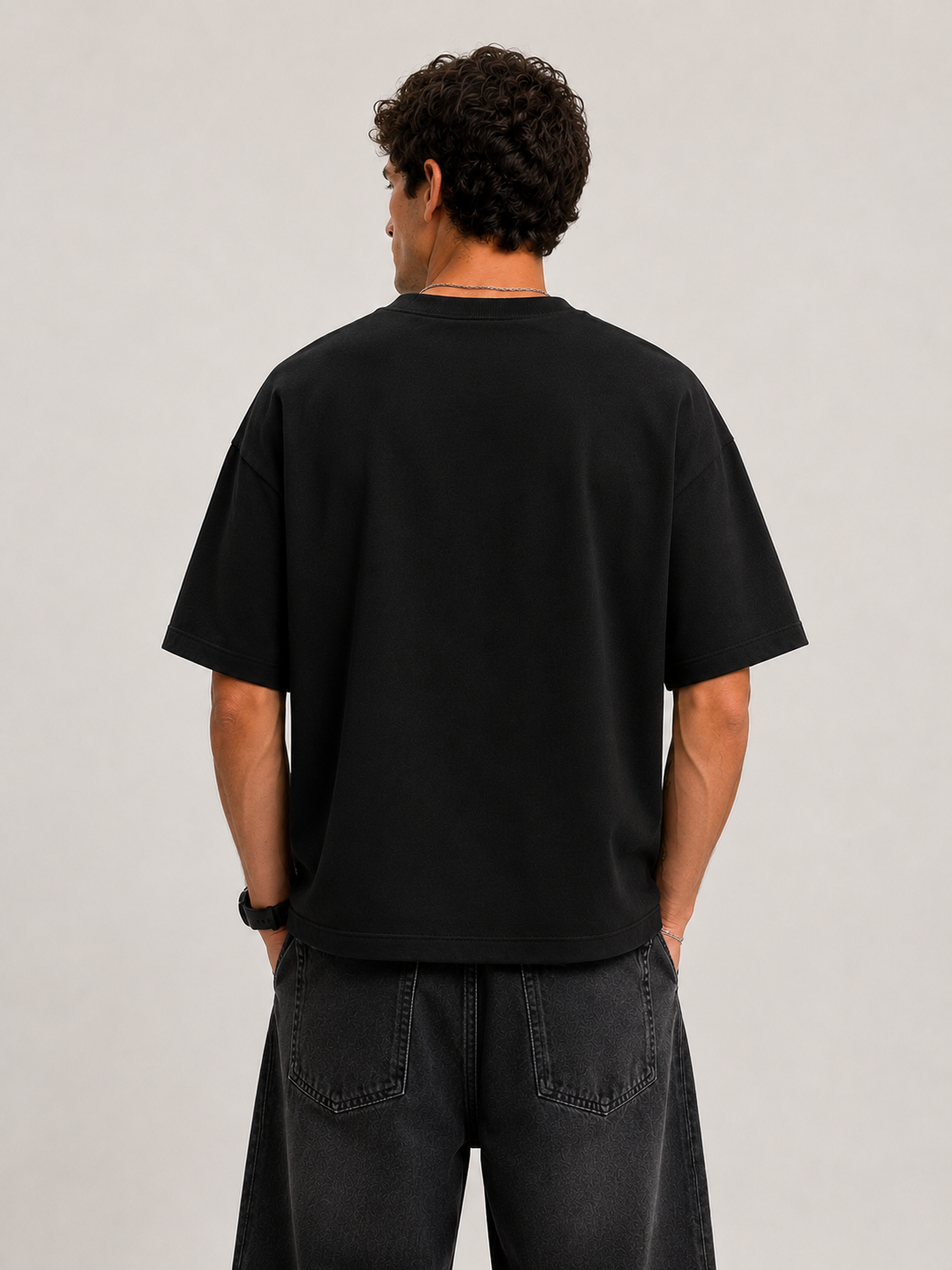 Remera Boxy Black Algodón Pesado