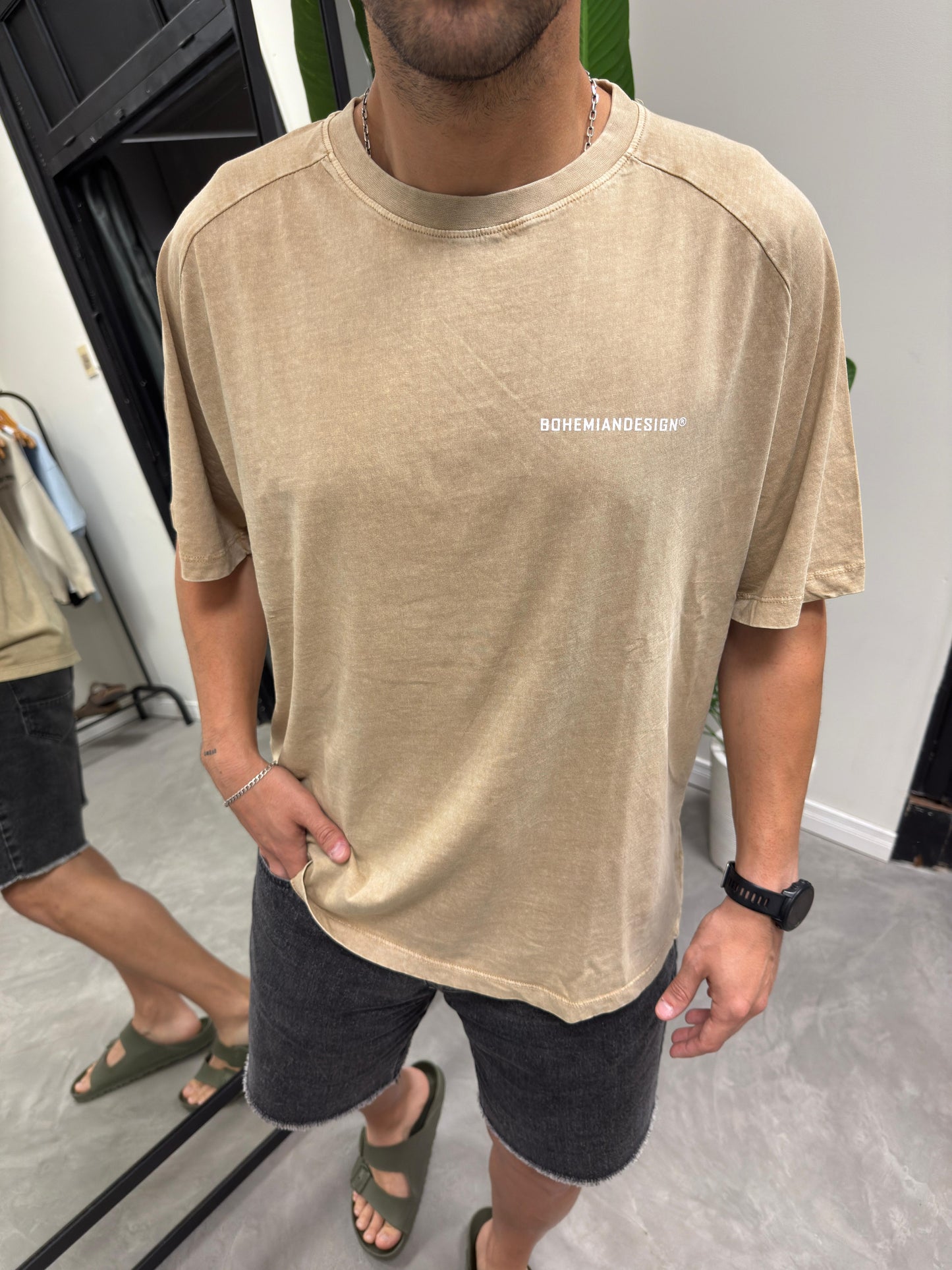 Remera Over Stwd Beige Lavado
