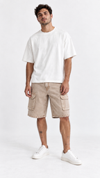 Bermuda BAGGY Cargo Pigmentada Beige