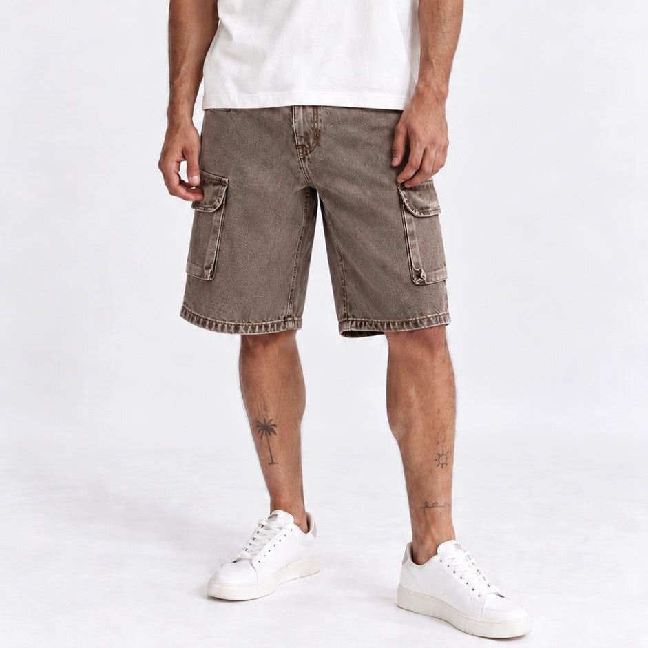 Bermuda BAGGY Cargo Pigmentada Catastaña